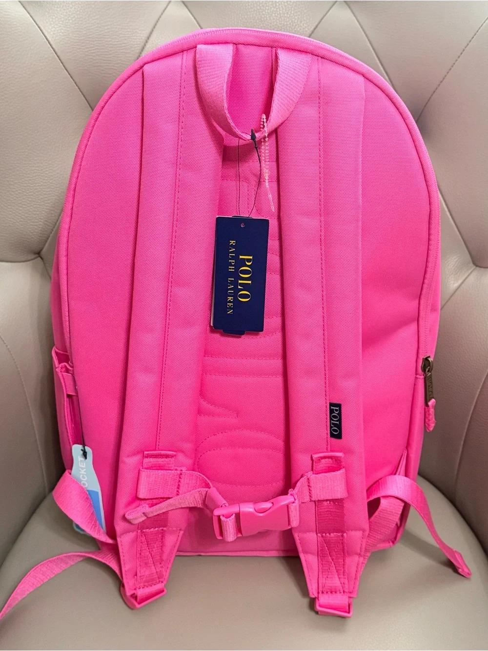 Polo Ralph Lauren Bear Baja Pink School College Travel Bagpack 17.75”H